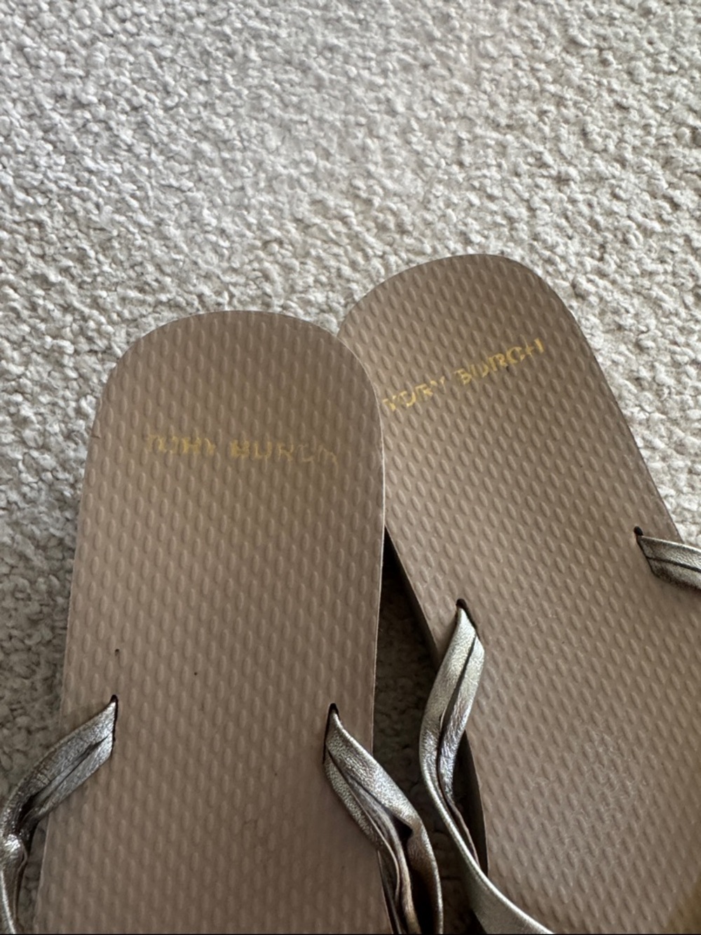 Tory Burch Metallic Gold Flip Flop Sandals - Picture 2 of 2